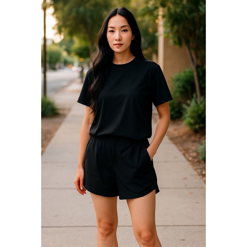 Land’s End Women’s Black Running Athletic Workout Shorts Size L